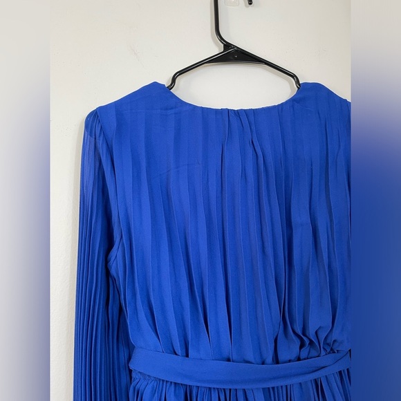Blue Pleated Long Sleeve SamEdelman Women's Plisse Long-SleeveTie-Waist DressNWT - Picture 14 of 15